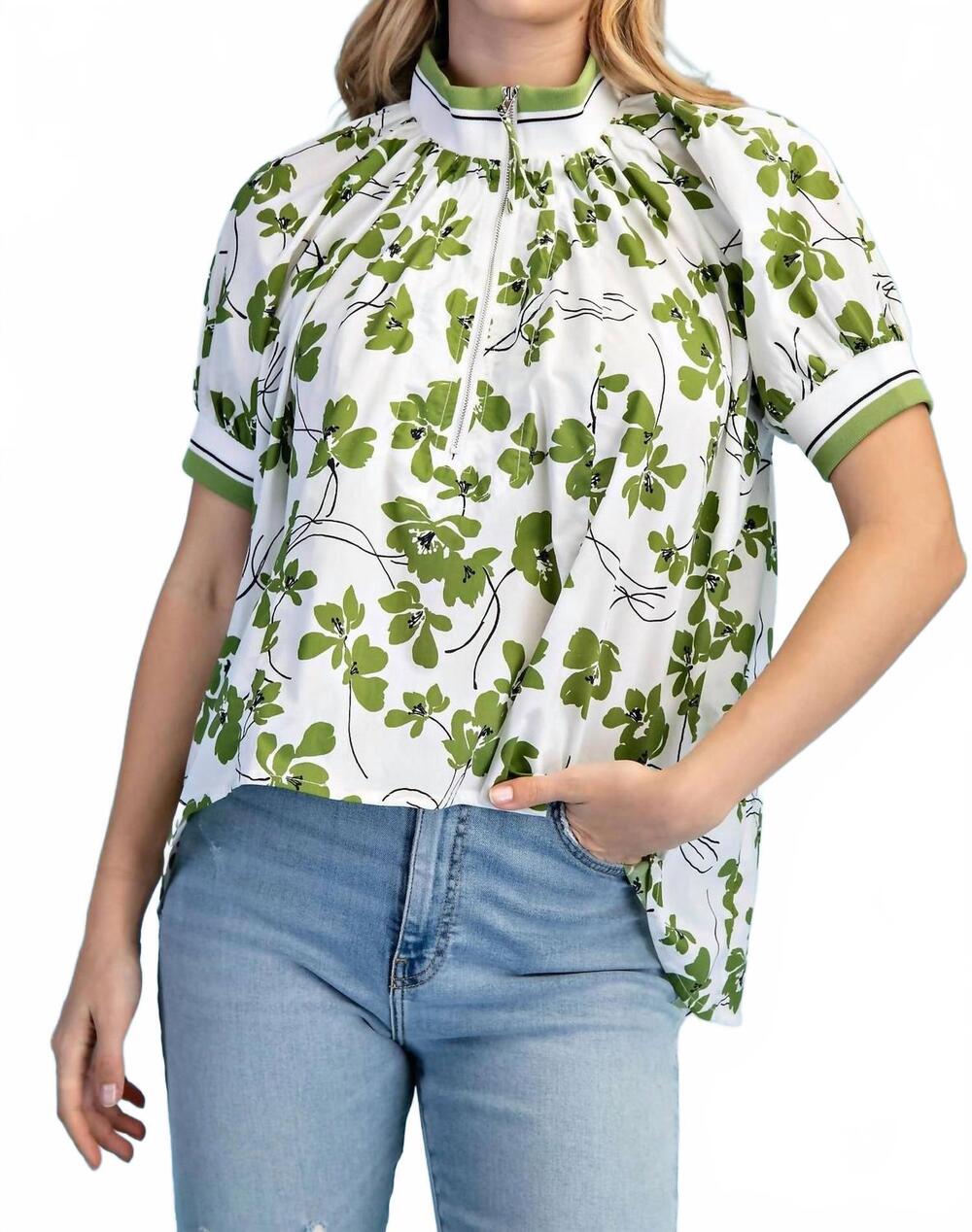 NEW GIGIO floral high-low top in green
